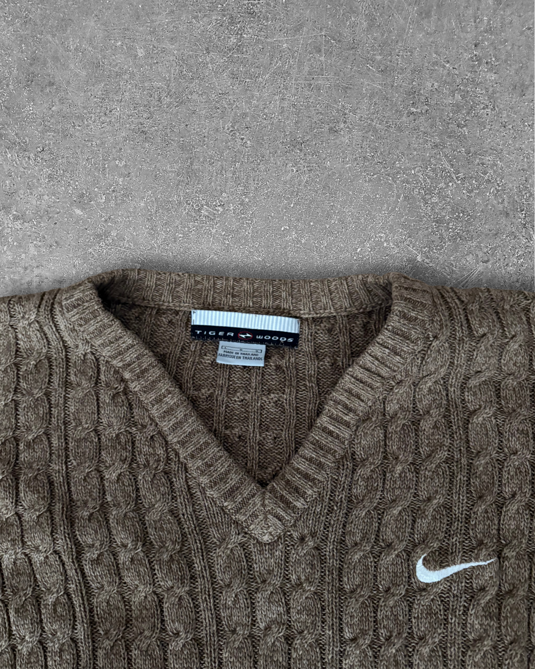 Vintage Tiger Woods Cable Knit V Neck Sweater (L)