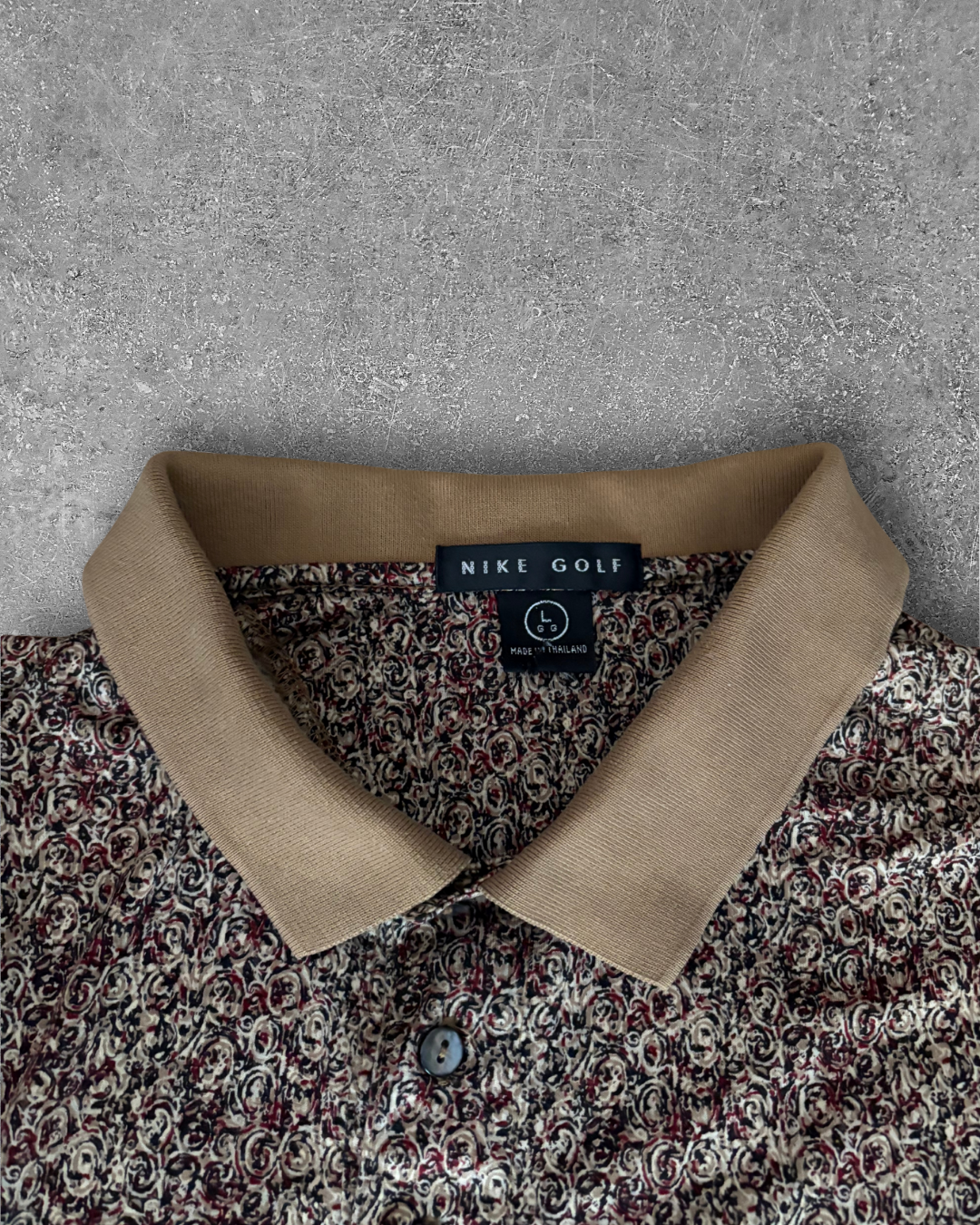 Vintage Nike Golf Polo - Tan Geometric (L)