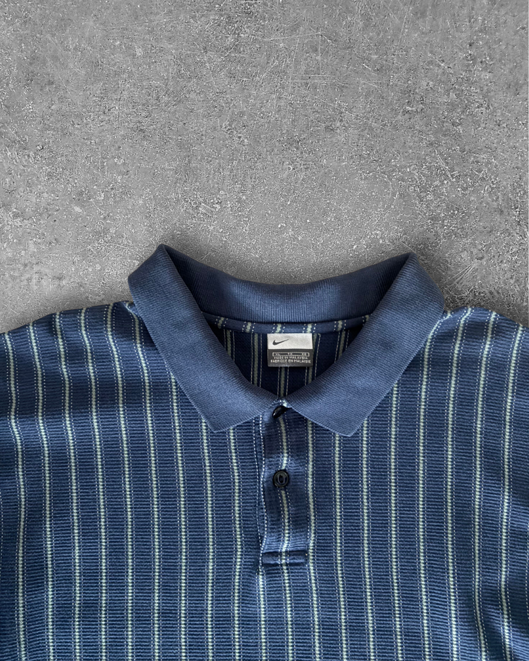 Vintage Nike Vertical Striped Polo - Navy Blue (XL)