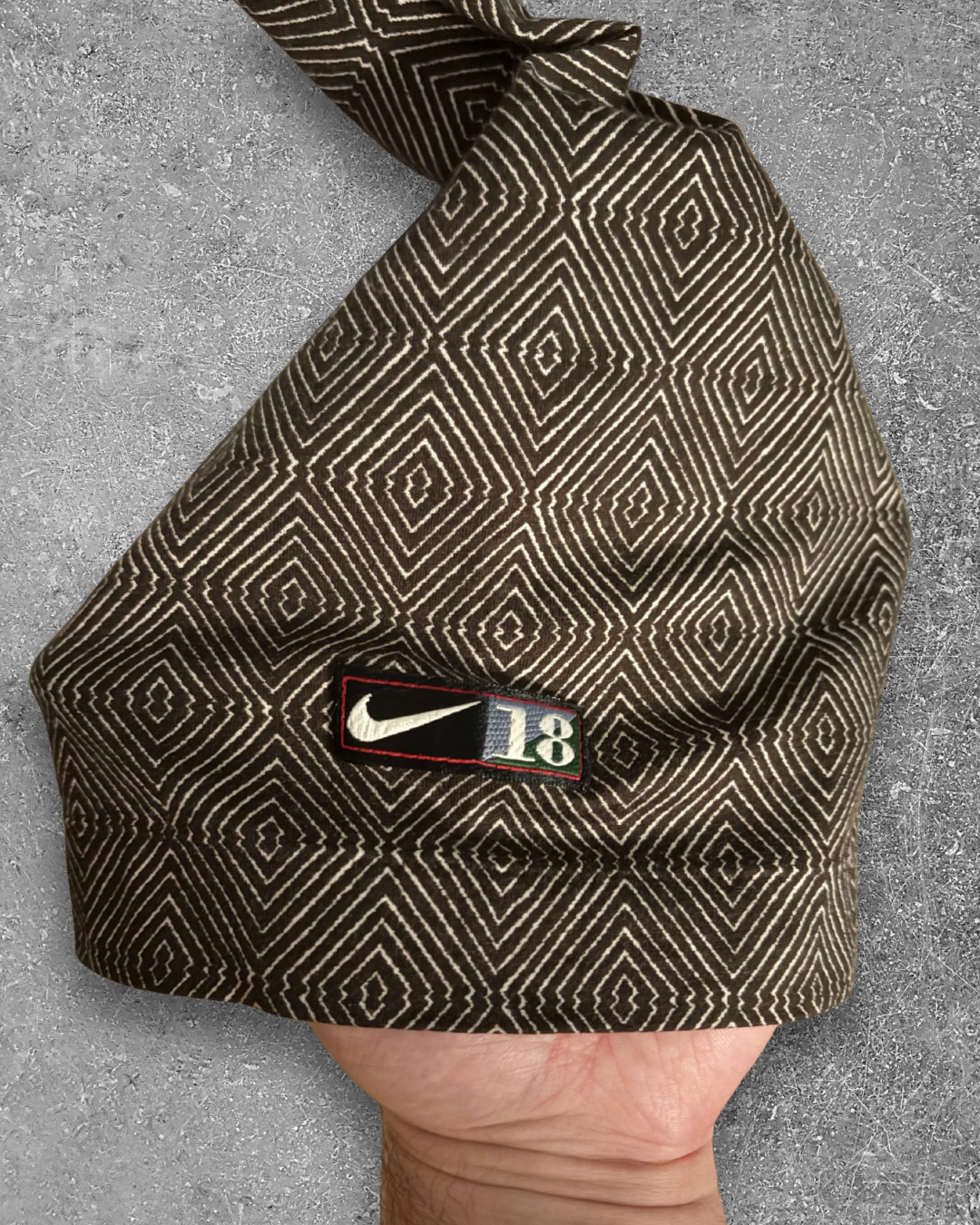 Vintage Nike Golf Polo - Swoosh 18 Logo - Brown Geometric (L)