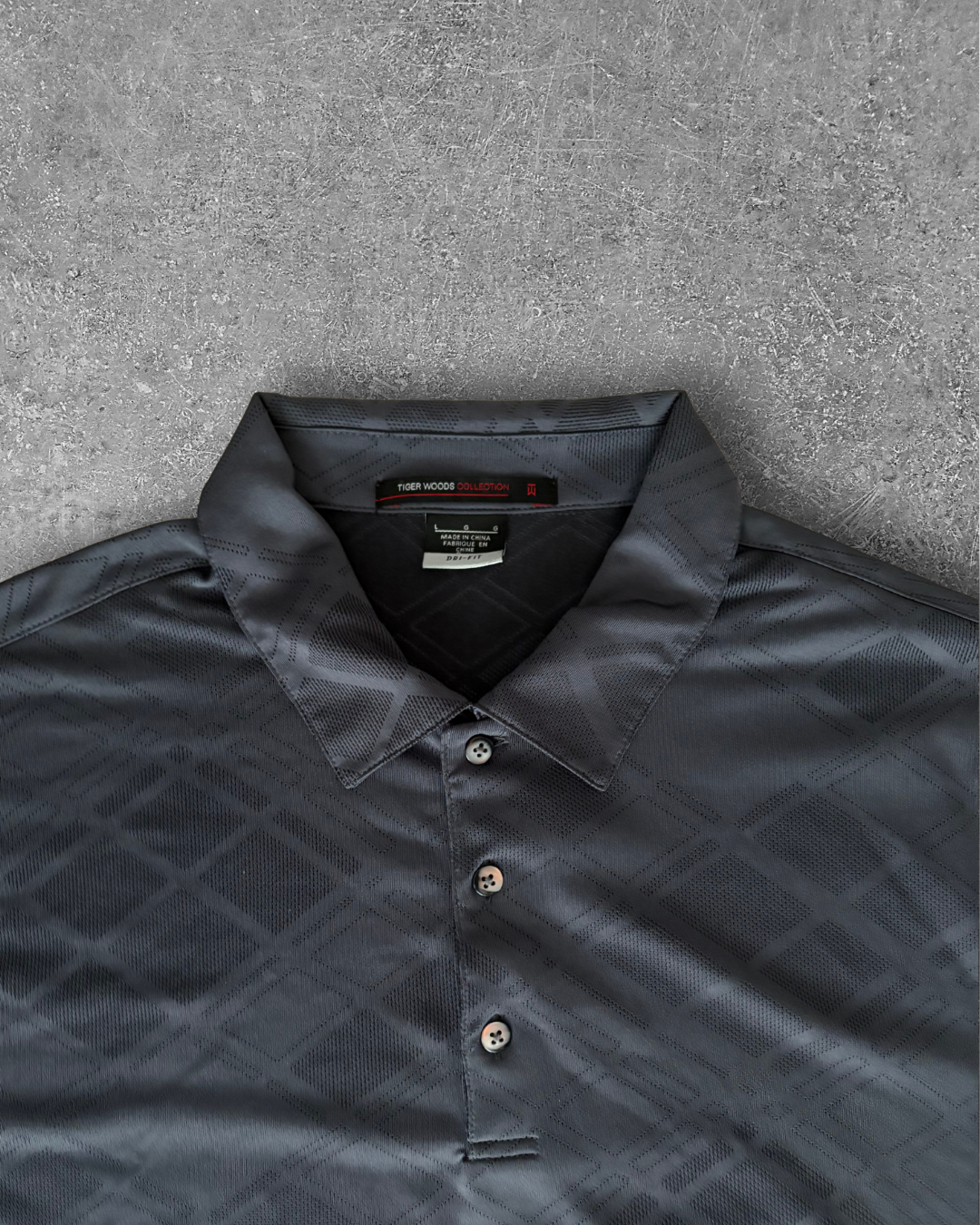 Vintage Nike Tiger Woods Collection Polo - Dark Grey Geometric (L)