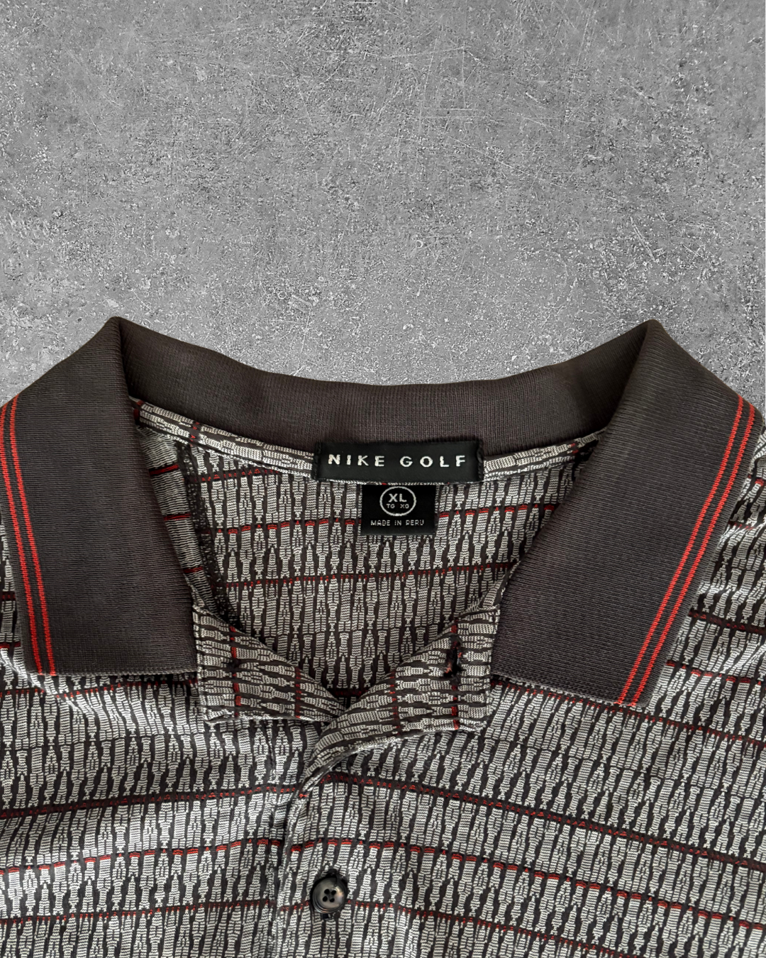 Vintage Nike Golf Polo - Grey w/ Brown & Orange Stripe (XL)