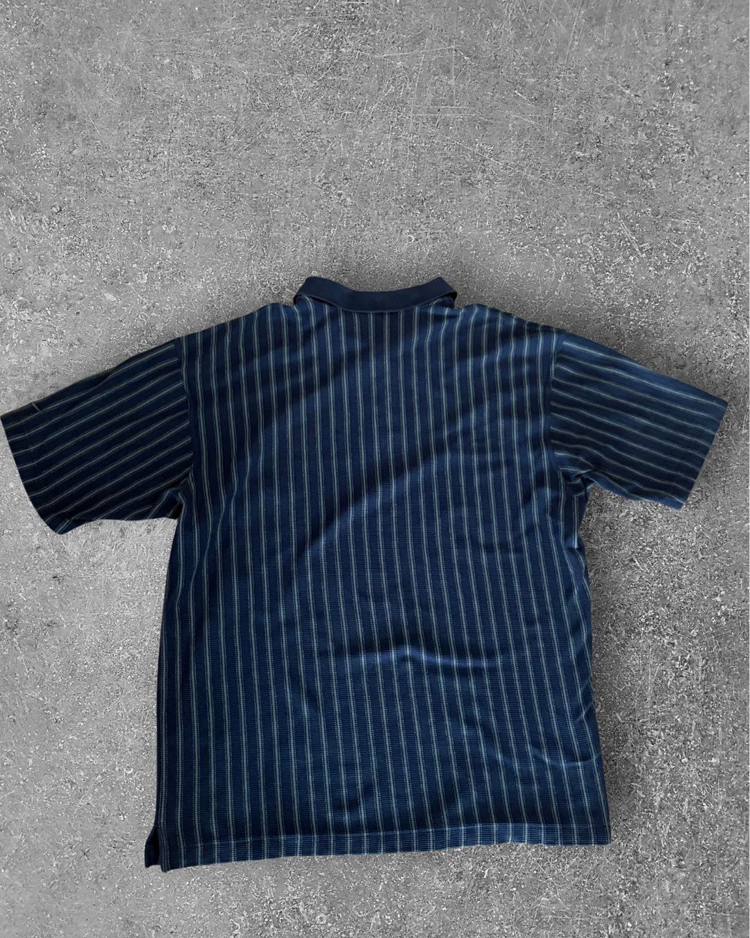 Vintage Nike Vertical Striped Polo - Navy Blue (XL)
