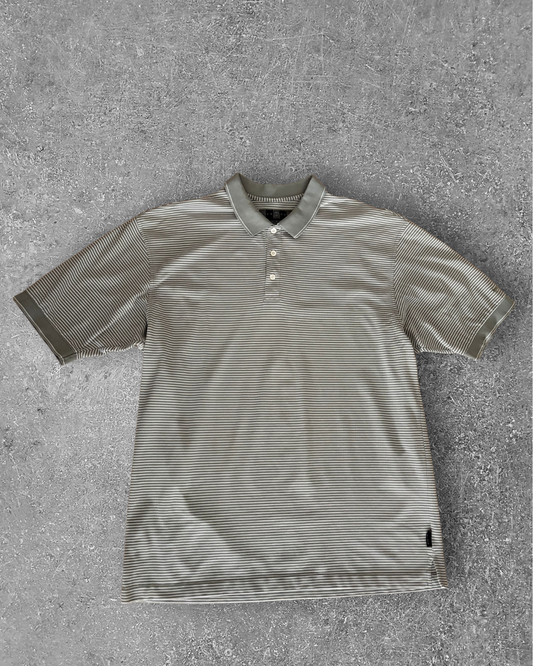 Vintage Nike Golf Polo - Green & White Stripes (XL)